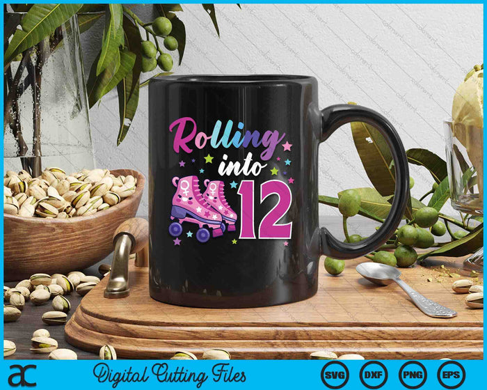 Rollin' Into 12 Roller Skating Rink 12th Birthday SVG PNG Digital Cutting Files