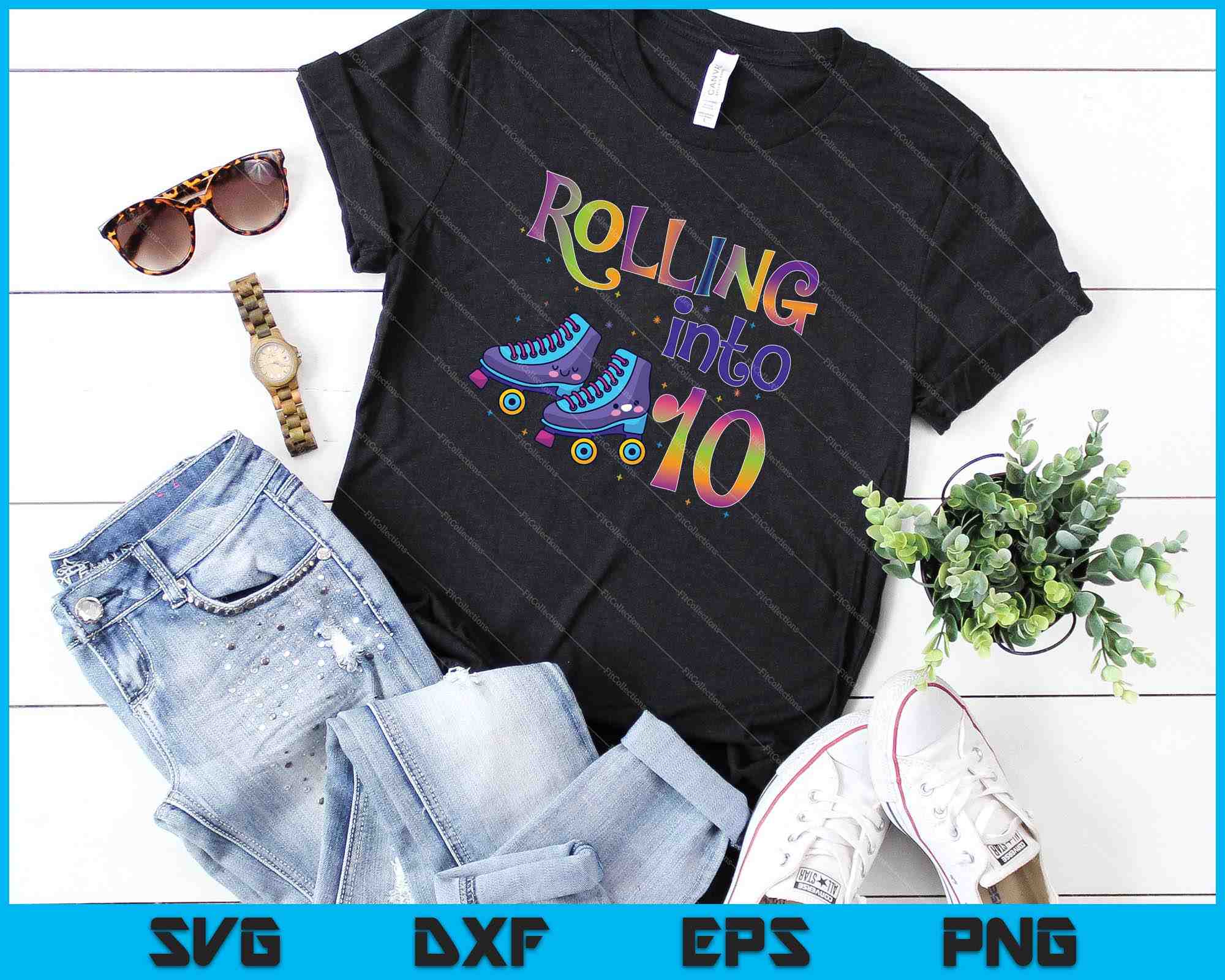 Rolling Into 4 PNG Printable File Rolling Skate Printable 