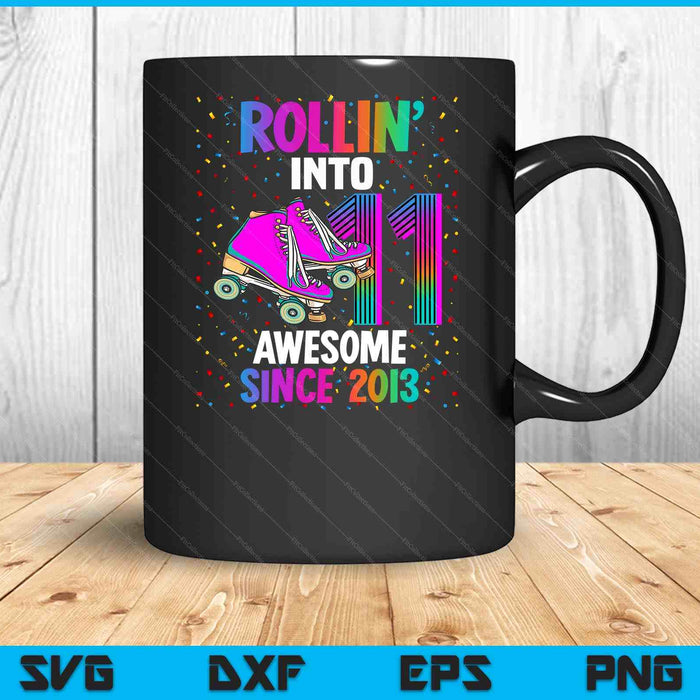 Rollin into 11 Awesome 2013 Roller Skating 11th Birthday SVG PNG Digital Cutting Files