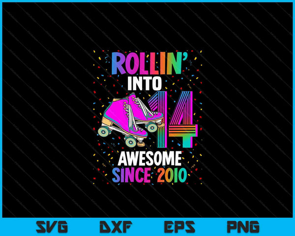 Rollin in 14 Awesome 2010 rolschaatsen 14e verjaardag SVG PNG digitale snijbestanden