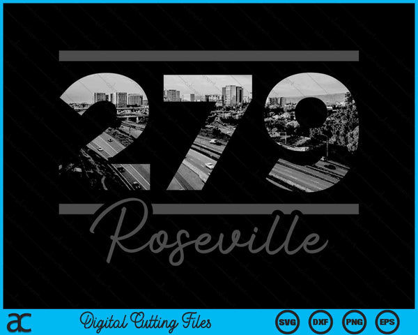 Roseville 279 Area Code Skyline California Vintage SVG PNG Digital Cutting Files
