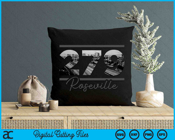 Roseville 279 Netnummer Skyline Californië Vintage SVG PNG digitale snijbestanden