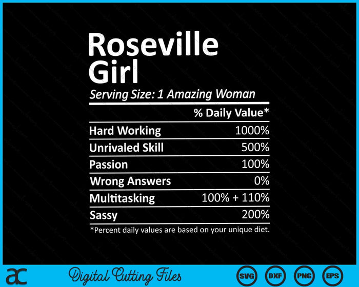 Roseville Girl CA California Funny City Home Roots SVG PNG Cortar archivos imprimibles