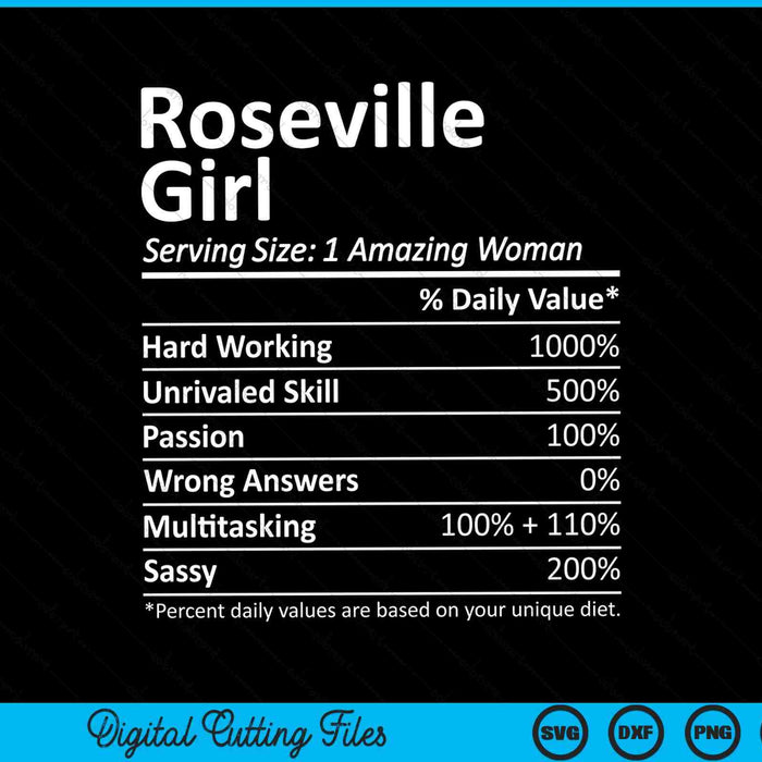 Roseville Girl CA California  Funny City Home Roots SVG PNG Cutting Printable Files