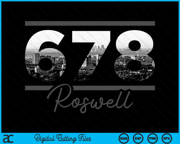 Roswell 678 Area Code Skyline Georgia Vintage SVG PNG Digital Cutting Files