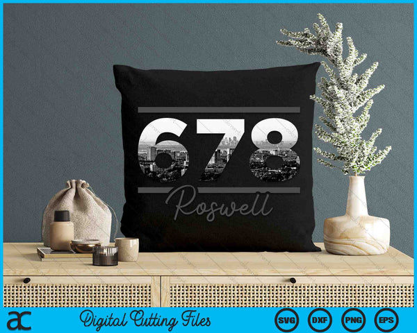 Roswell 678 Area Code Skyline Georgia Vintage SVG PNG Digital Cutting Files