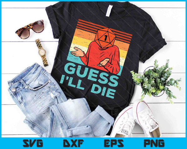 RPG Gamer 1 denk dat ik sterf Retro mannen jongens kinderen SVG PNG digitale snijbestanden