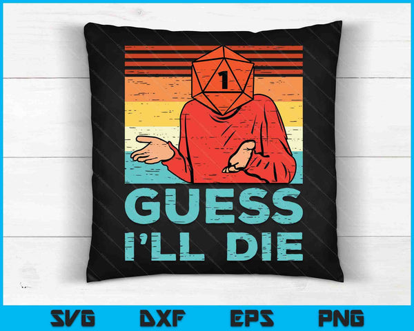 RPG Gamer 1 denk dat ik sterf Retro mannen jongens kinderen SVG PNG digitale snijbestanden