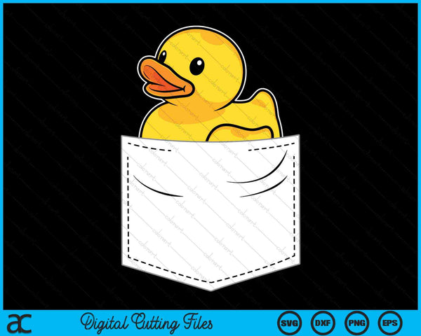 Rubber Duck in Pocket Rubber Duckie SVG PNG digitale snijbestanden