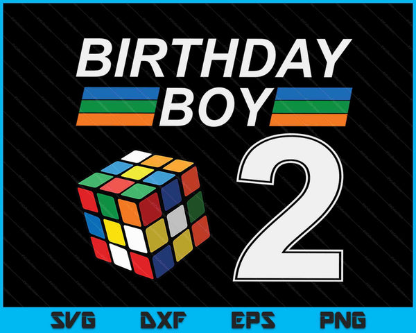 Rubixk Cube Speed ​​Cubing Birthday Boy 2 jaar oude jongens Kid SVG PNG digitale snijbestanden