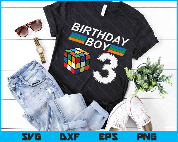 Rubixk Cube Speed ​​Cubing Birthday Boy 3 jaar oude jongens Kid SVG PNG digitale snijbestanden