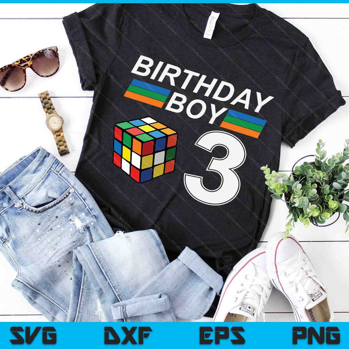 Rubixk Cube Speed ​​Cubing Birthday Boy 3 jaar oude jongens Kid SVG PNG digitale snijbestanden
