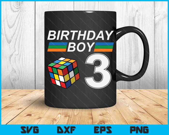 Rubixk Cube Speed ​​Cubing Birthday Boy 3 jaar oude jongens Kid SVG PNG digitale snijbestanden