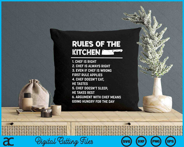 Rules Of The Kitchen Funny Master Cook Restaurant Chef Joke SVG PNG Digital Printable Files