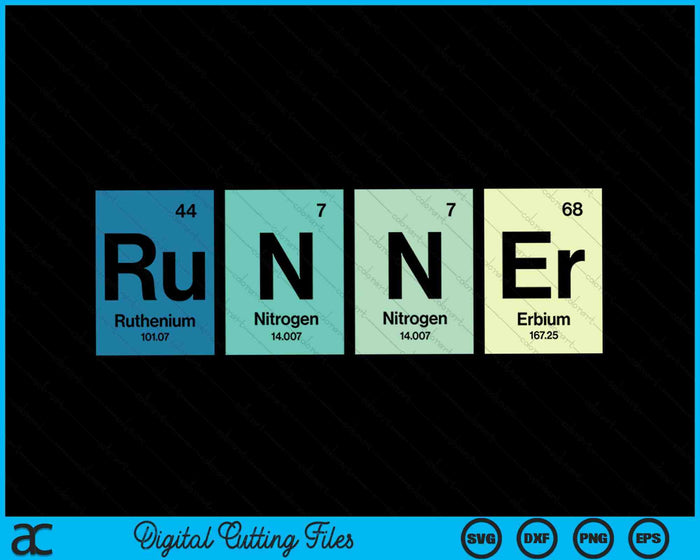 Runner Periodic Table Marathon Runners Science SVG PNG Digital Cutting Files