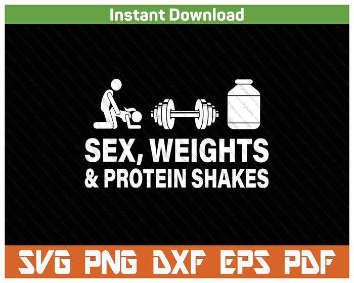 Weights And Protein Shakes Humor SVG PNG Cutting Files