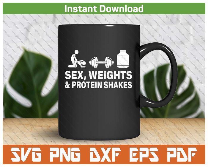 Weights And Protein Shakes Humor SVG PNG Cutting Files