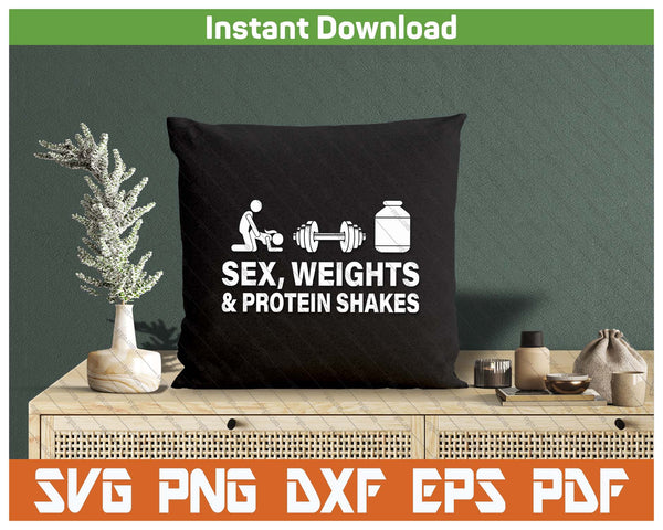 Weights And Protein Shakes Humor SVG PNG Cutting Files