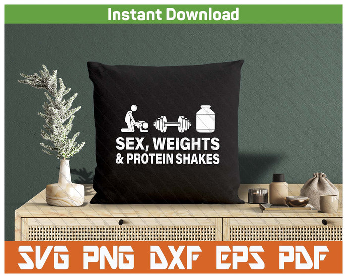 Weights And Protein Shakes Humor SVG PNG Cutting Files