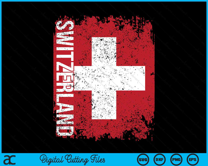 SWITZERLAND Flag Vintage Distressed SWISS SVG PNG Digital Cutting Files