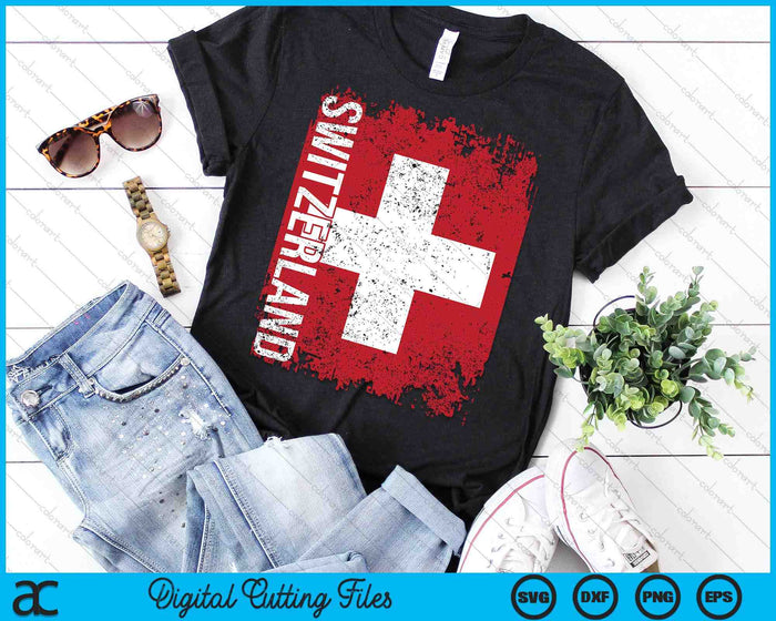 SWITZERLAND Flag Vintage Distressed SWISS SVG PNG Digital Cutting Files