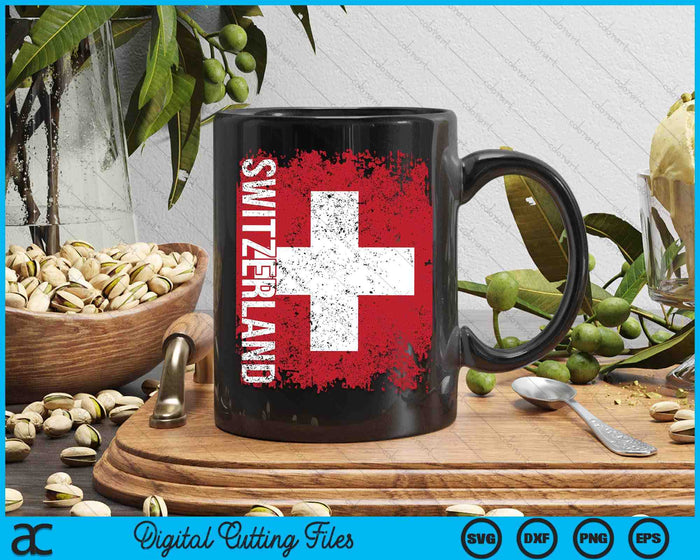 SWITZERLAND Flag Vintage Distressed SWISS SVG PNG Digital Cutting Files