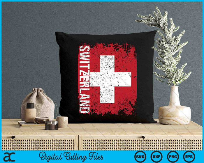 SWITZERLAND Flag Vintage Distressed SWISS SVG PNG Digital Cutting Files