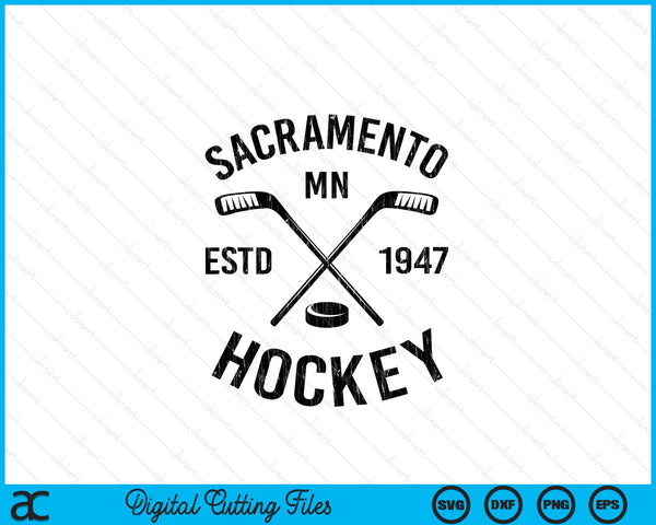Sacramento Minnesota Ice Hockey Sticks Vintage Gift SVG PNG Digital Cutting Files