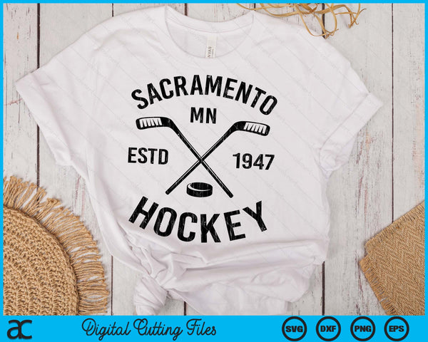 Sacramento Minnesota Ice Hockey Sticks Vintage Gift SVG PNG Digital Cutting Files