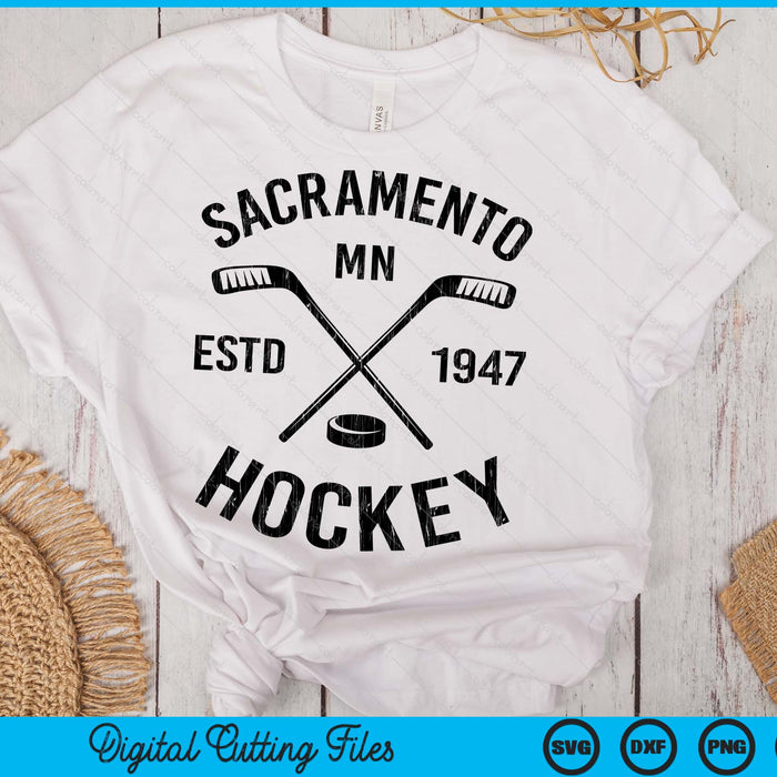 Sacramento Minnesota Ice Hockey Sticks Vintage Gift SVG PNG Digital Cutting Files