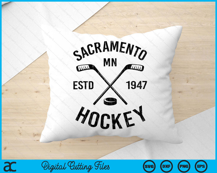 Sacramento Minnesota Ice Hockey Sticks Vintage Gift SVG PNG Digital Cutting Files