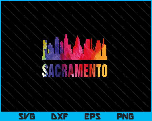 Sacramento aquarel Skyline Home State Souvenir SVG PNG snijden afdrukbare bestanden