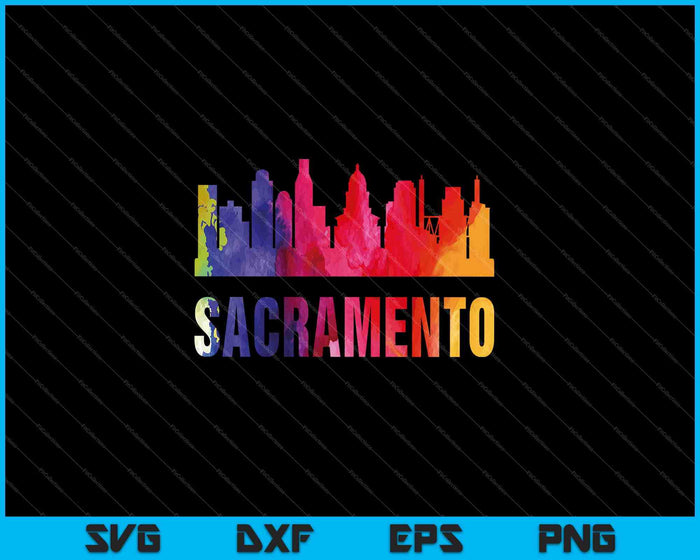 Sacramento acuarela Skyline Home State souvenir SVG PNG cortando archivos imprimibles
