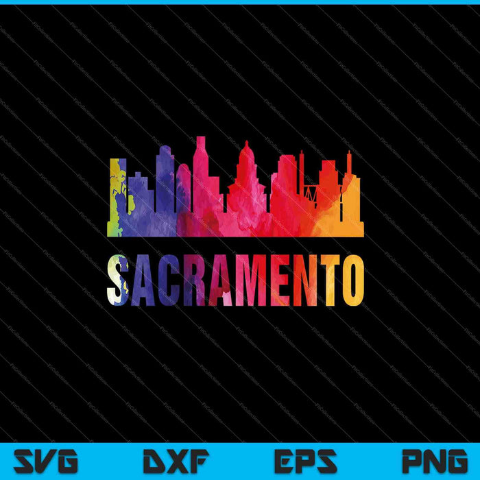 Sacramento acuarela Skyline Home State souvenir SVG PNG cortando archivos imprimibles