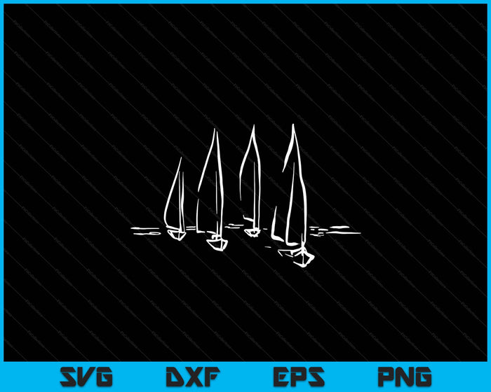 Zeilboten op open water nautisch thema zeilen varen SVG PNG digitale afdrukbare bestanden