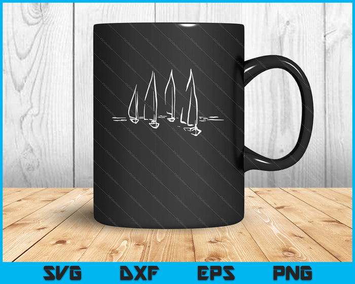 Sailboats On Open Water Nautical Theme Sailing Boating SVG PNG Digital Printable Files