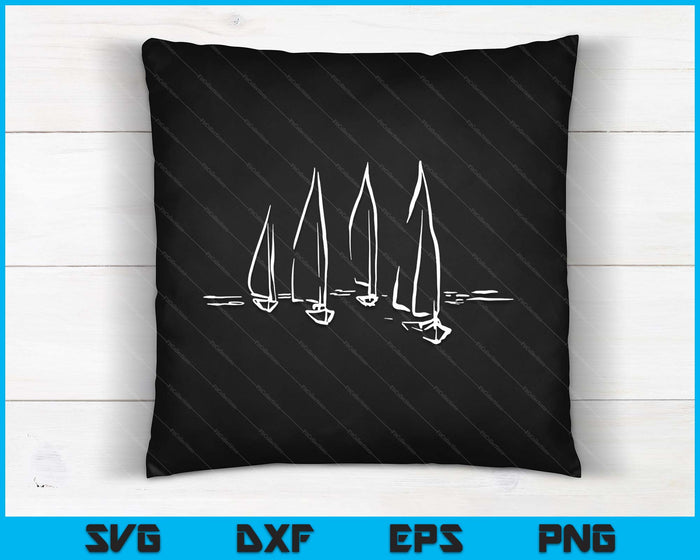 Sailboats On Open Water Nautical Theme Sailing Boating SVG PNG Digital Printable Files