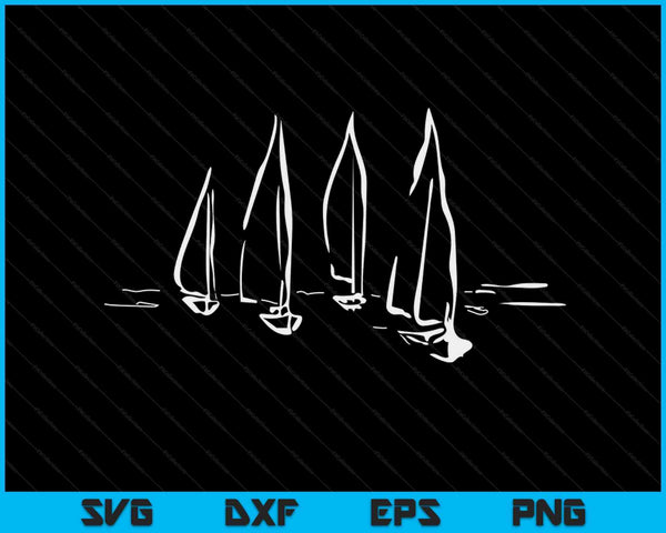 Sailboats on Open Water Nautical Theme Sailing Boating SVG PNG Digital Cutting Files