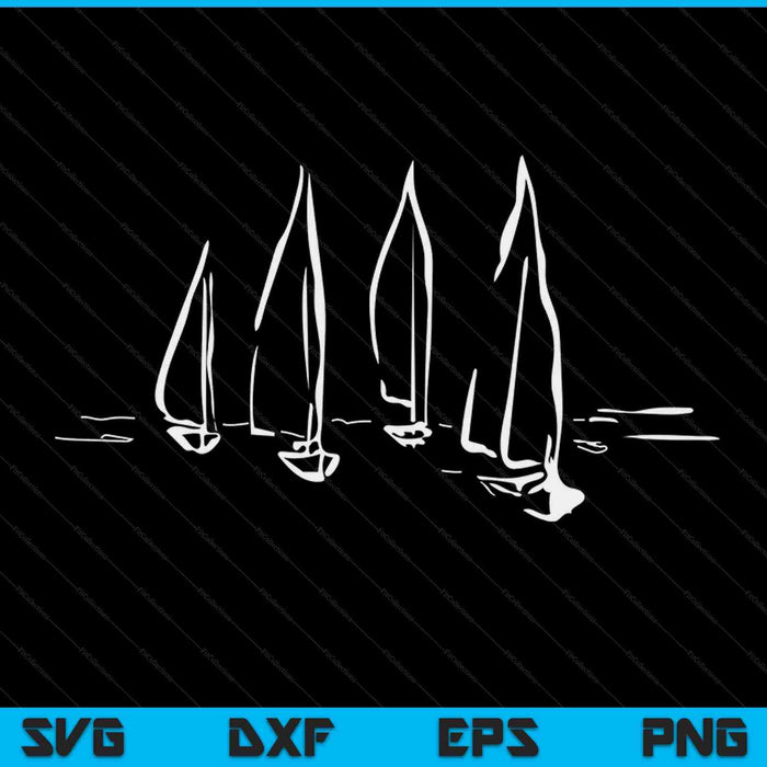 Sailboats on Open Water Nautical Theme Sailing Boating SVG PNG Digital Cutting Files