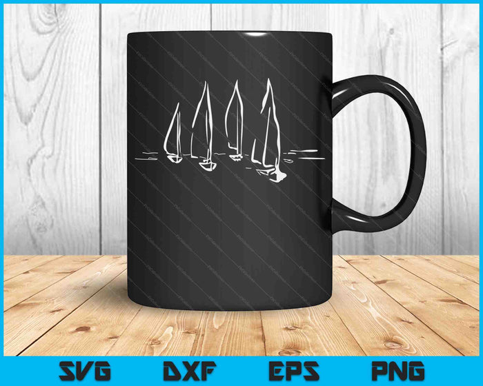 Sailboats on Open Water Nautical Theme Sailing Boating SVG PNG Digital Cutting Files