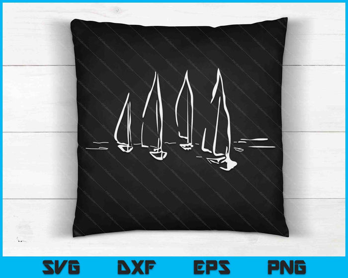 Sailboats on Open Water Nautical Theme Sailing Boating SVG PNG Digital Cutting Files