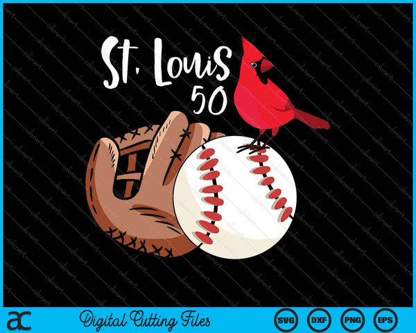 Saint Louis Red Cardinal Número 50 Béisbol SVG PNG Cortar archivos imprimibles