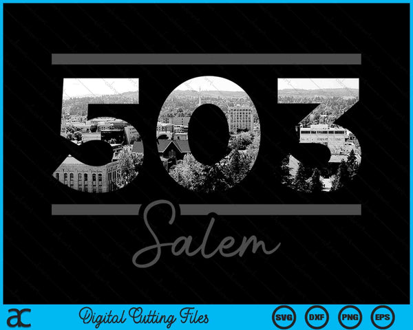 Salem 503 Netnummer Skyline Oregon Vintage SVG PNG digitale snijbestanden
