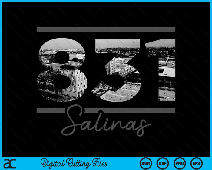 Salinas 831 Netnummer Skyline Californië Vintage SVG PNG digitale snijbestanden