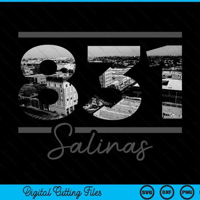 Salinas 831 Area Code Skyline California Vintage SVG PNG Digital Cutting Files