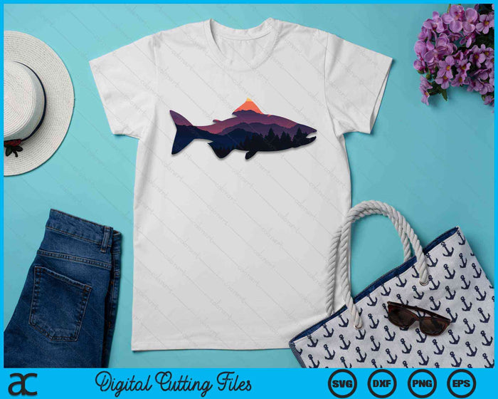 Salmon Fishing Nature Outdoor Hiking Camping Fisherman Gift SVG PNG Digital Cutting File