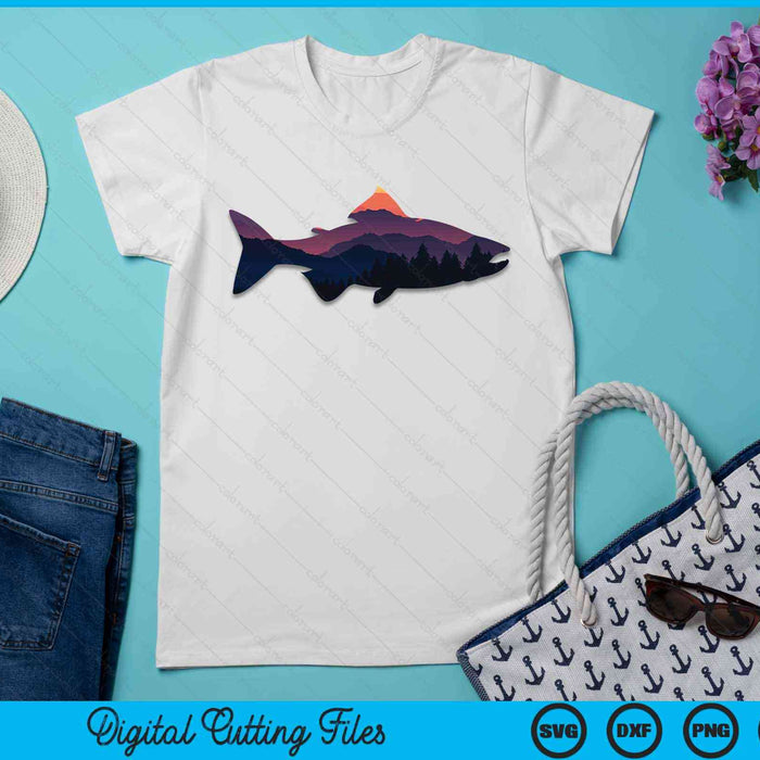 Salmon Fishing Nature Outdoor Hiking Camping Fisherman Gift SVG PNG Digital Cutting File