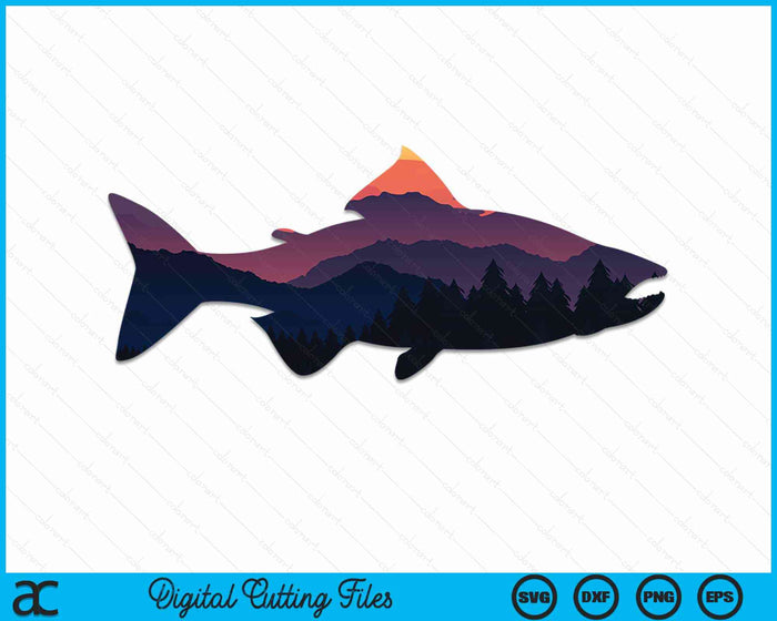 Salmon Fishing Nature Outdoor Hiking Camping Fisherman Gift SVG PNG Digital Cutting File