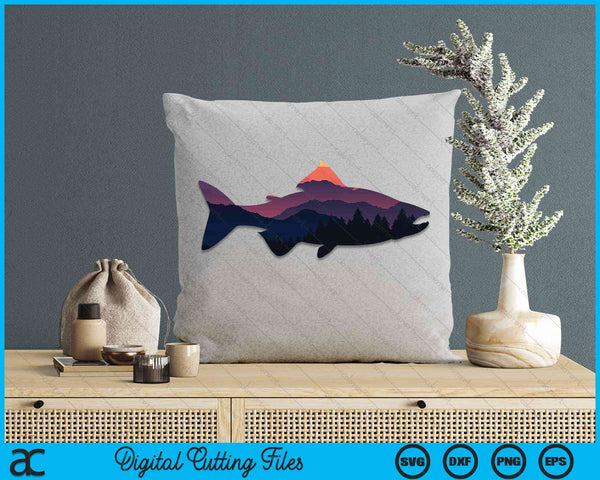 Salmon Fishing Nature Outdoor Hiking Camping Fisherman Gift SVG PNG Digital Cutting File