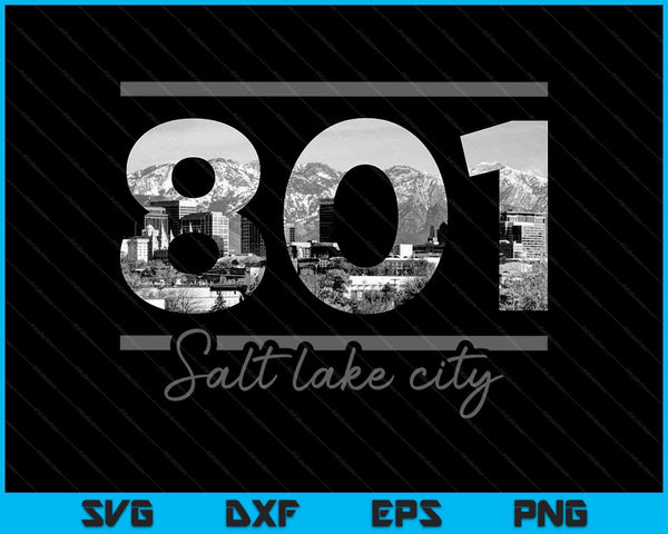 Salt Lake City 801 Netnummer Skyline Utah Vintage SVG PNG Snijden afdrukbare bestanden